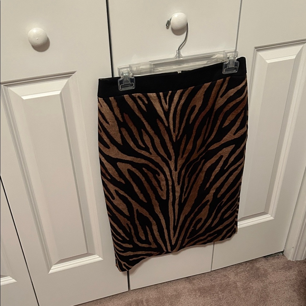 White House Black Market Zebra Print Pencil Skirt - Black and Brown
